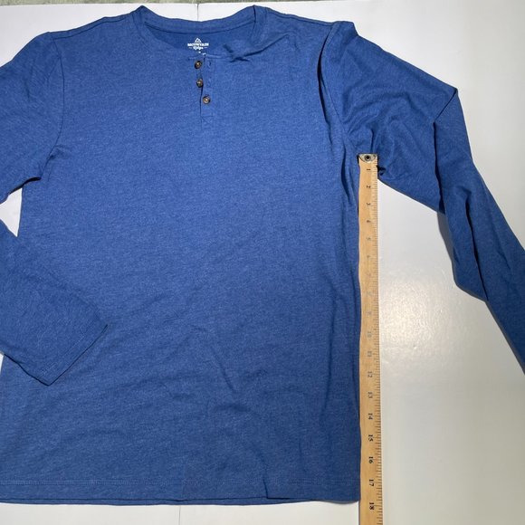 Mountain Ridge Long Sleeve Shirt Blue with Top Buttons Size Small - Picture 6 of 7